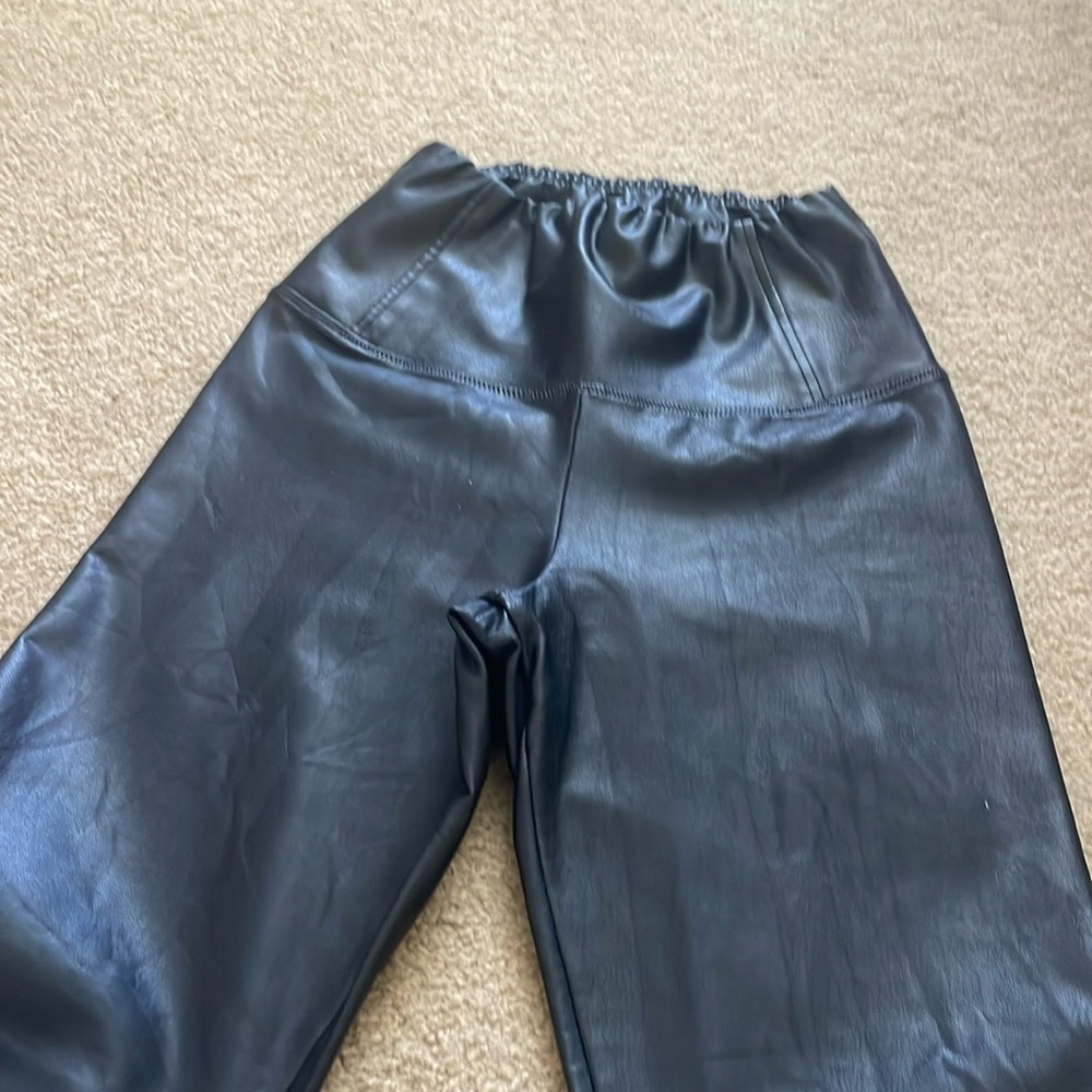 All Saints Leather Black Leggings Pants